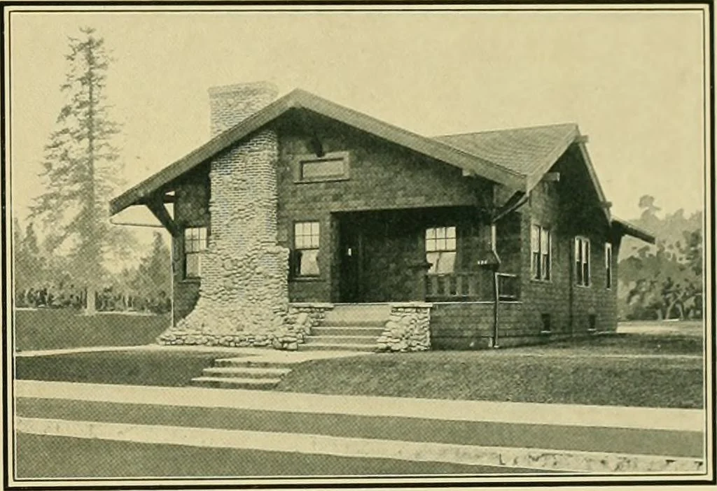 An illustration from Craftsman bungalows : a collection of the latest designs dedicated to the lover of a convenient home by Jud Yoho., 1912, leaf 58