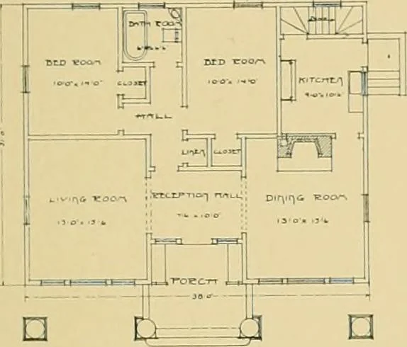 An illustration from Craftsman bungalows : a collection of the latest designs dedicated to the lover of a convenient home by Jud Yoho., 1912, leaf 62