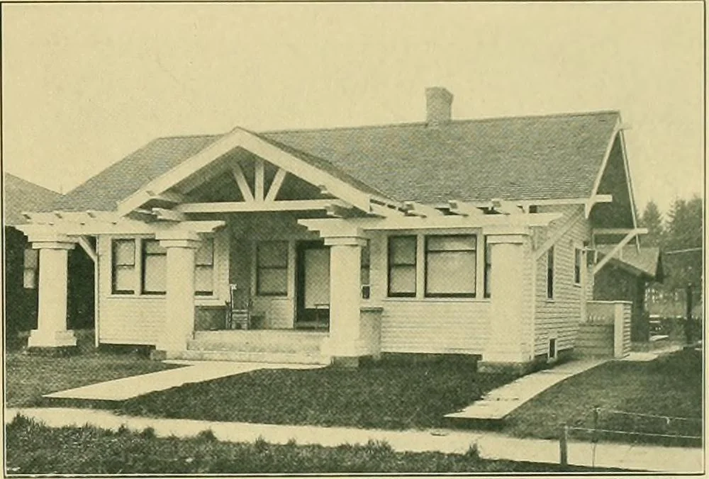 An illustration from Craftsman bungalows : a collection of the latest designs dedicated to the lover of a convenient home by Jud Yoho., 1912, leaf 62
