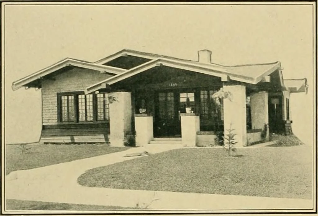 An illustration from Craftsman bungalows : a collection of the latest designs dedicated to the lover of a convenient home by Jud Yoho., 1912, leaf 63