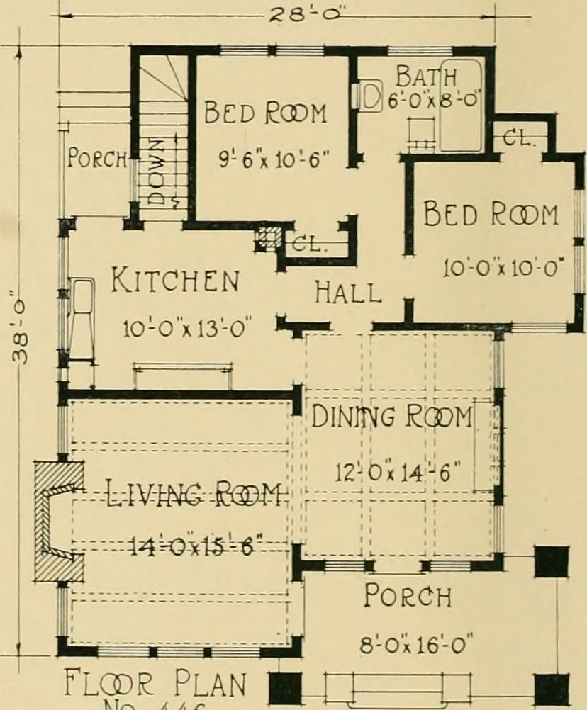 An illustration from Craftsman bungalows : a collection of the latest designs dedicated to the lover of a convenient home by Jud Yoho., 1912, leaf 63