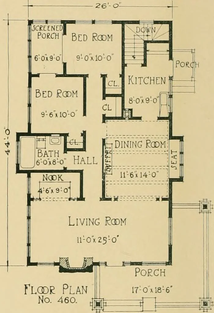 An illustration from Craftsman bungalows : a collection of the latest designs dedicated to the lover of a convenient home by Jud Yoho., 1912, leaf 65