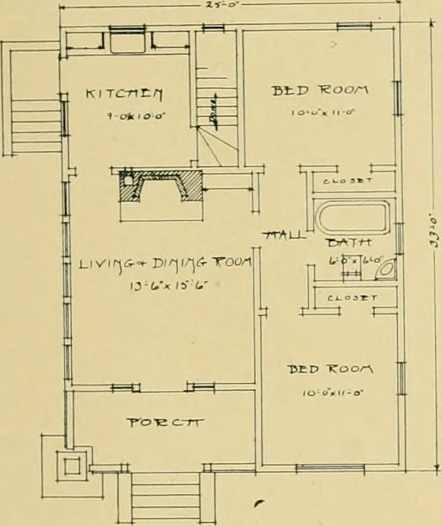 An illustration from Craftsman bungalows : a collection of the latest designs dedicated to the lover of a convenient home by Jud Yoho., 1912, leaf 66