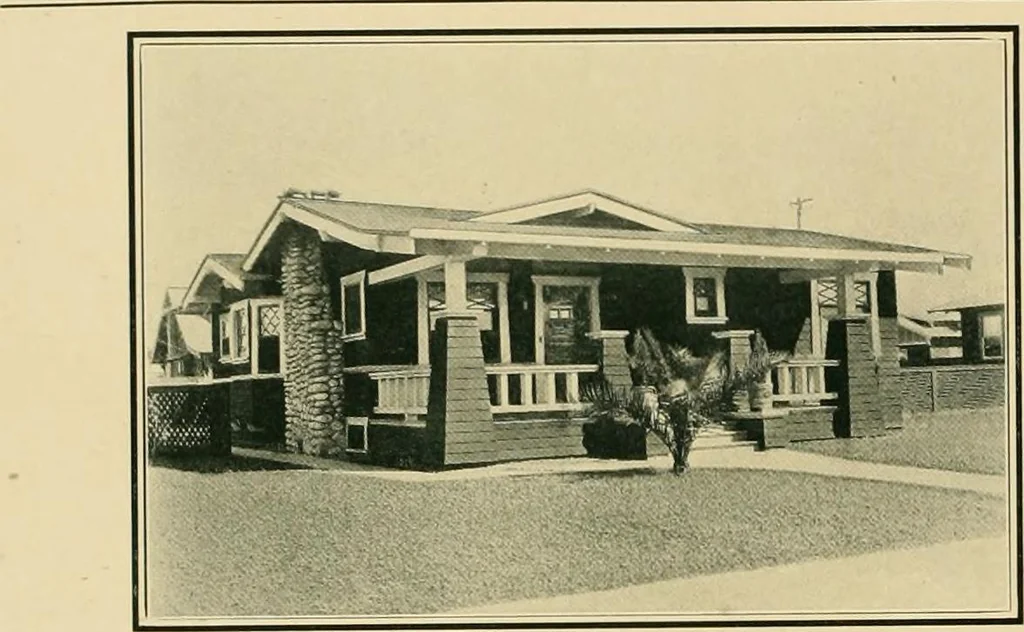An illustration from Craftsman bungalows : a collection of the latest designs dedicated to the lover of a convenient home by Jud Yoho., 1912, leaf 67