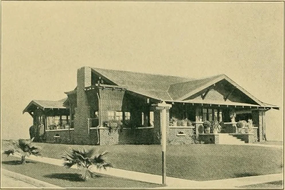 An illustration from Craftsman bungalows : a collection of the latest designs dedicated to the lover of a convenient home by Jud Yoho., 1912, leaf 7