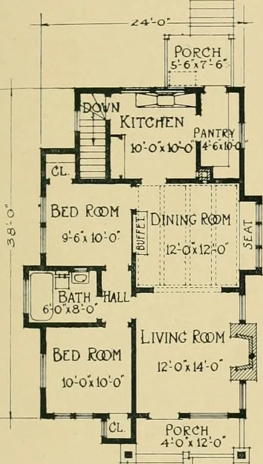 An illustration from Craftsman bungalows : a collection of the latest designs dedicated to the lover of a convenient home by Jud Yoho., 1912, leaf 72
