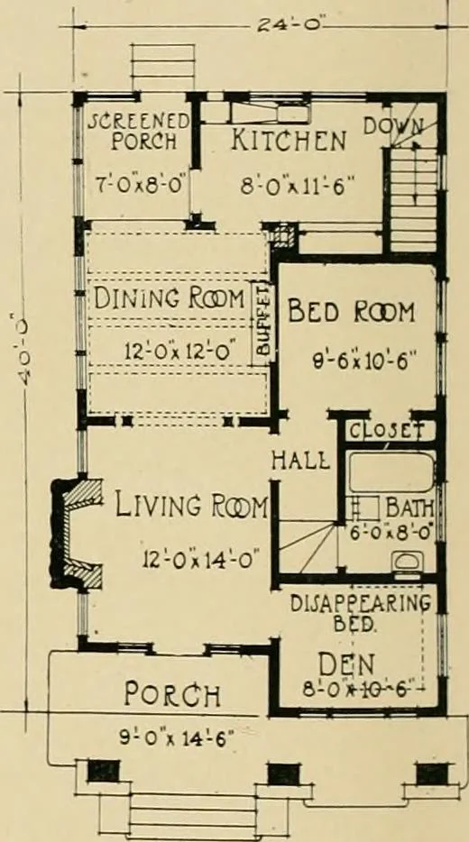 An illustration from Craftsman bungalows : a collection of the latest designs dedicated to the lover of a convenient home by Jud Yoho., 1912, leaf 73