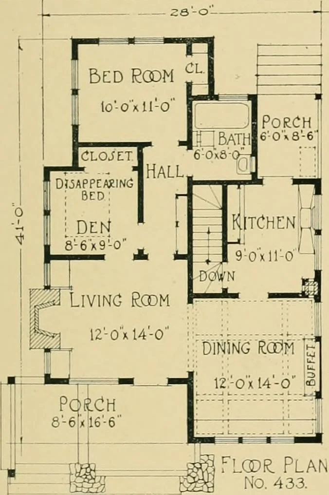 An illustration from Craftsman bungalows : a collection of the latest designs dedicated to the lover of a convenient home by Jud Yoho., 1912, leaf 76
