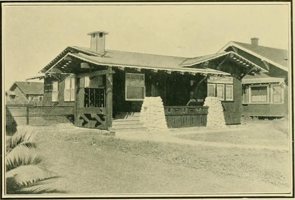 An illustration from Craftsman bungalows : a collection of the latest designs dedicated to the lover of a convenient home by Jud Yoho., 1912, leaf 76