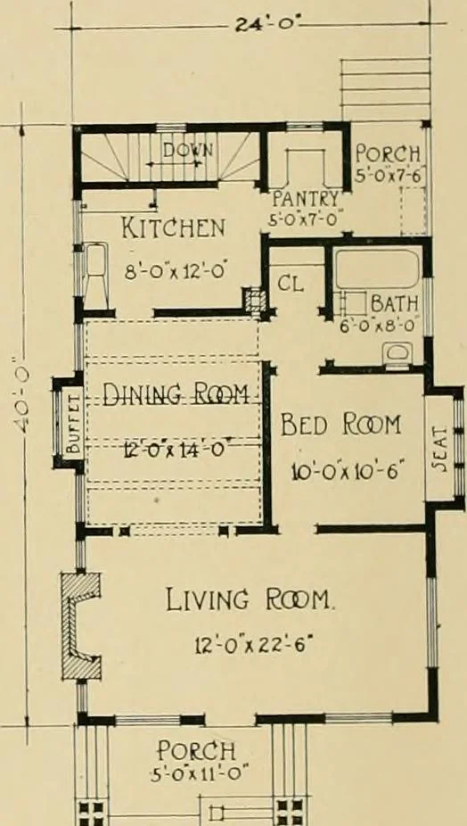 An illustration from Craftsman bungalows : a collection of the latest designs dedicated to the lover of a convenient home by Jud Yoho., 1912, leaf 77