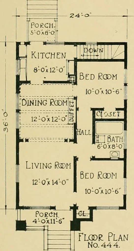 An illustration from Craftsman bungalows : a collection of the latest designs dedicated to the lover of a convenient home by Jud Yoho., 1912, leaf 80
