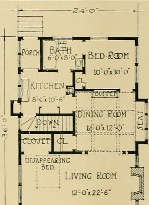 An illustration from Craftsman bungalows : a collection of the latest designs dedicated to the lover of a convenient home by Jud Yoho., 1912, leaf 81
