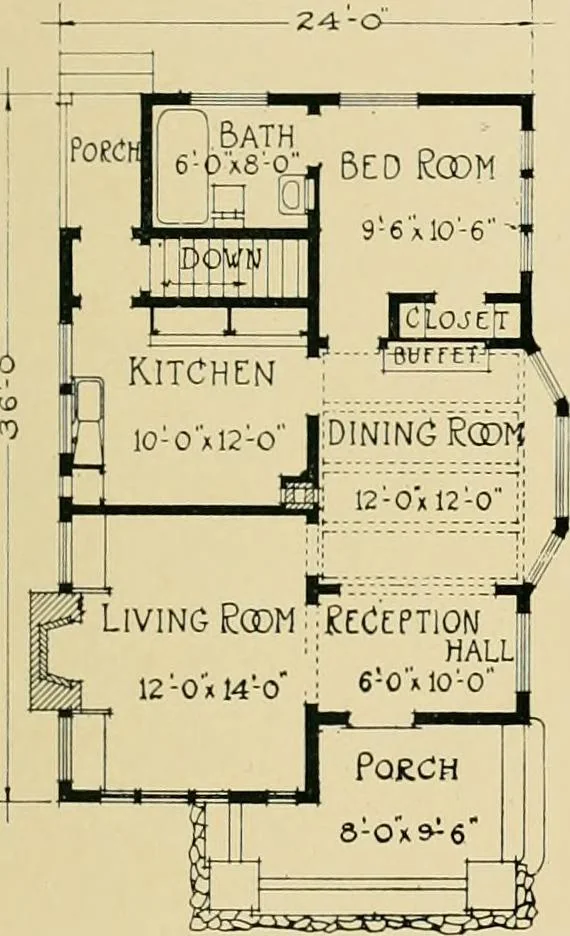 An illustration from Craftsman bungalows : a collection of the latest designs dedicated to the lover of a convenient home by Jud Yoho., 1912, leaf 82
