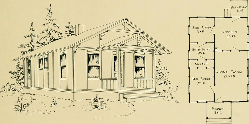 An illustration from Craftsman bungalows : a collection of the latest designs dedicated to the lover of a convenient home by Jud Yoho., 1912, leaf 84