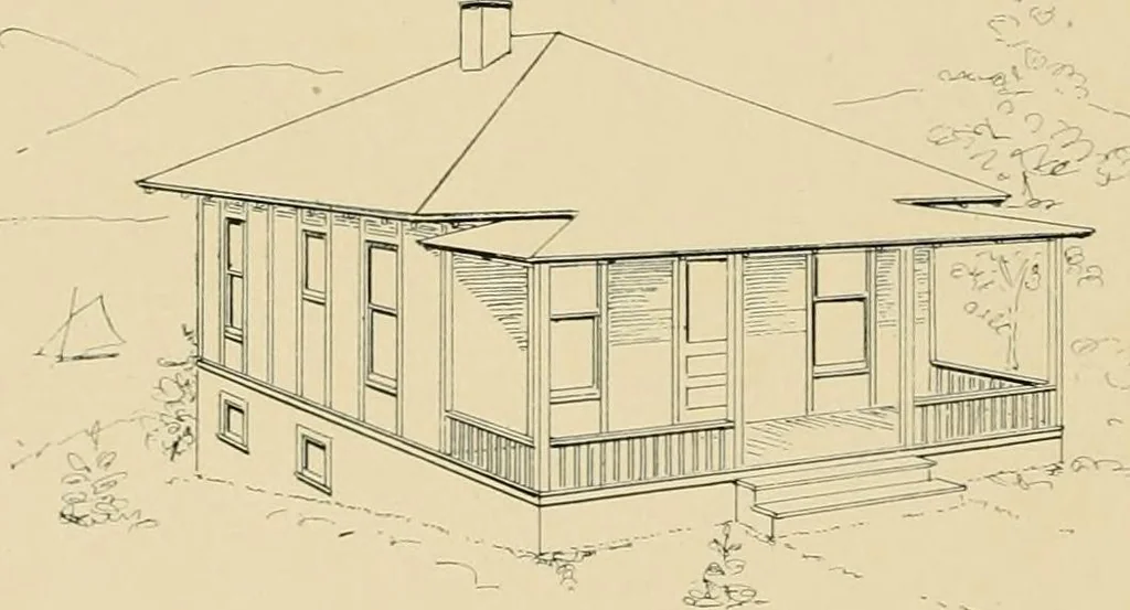 An illustration from Craftsman bungalows : a collection of the latest designs dedicated to the lover of a convenient home by Jud Yoho., 1912, leaf 85
