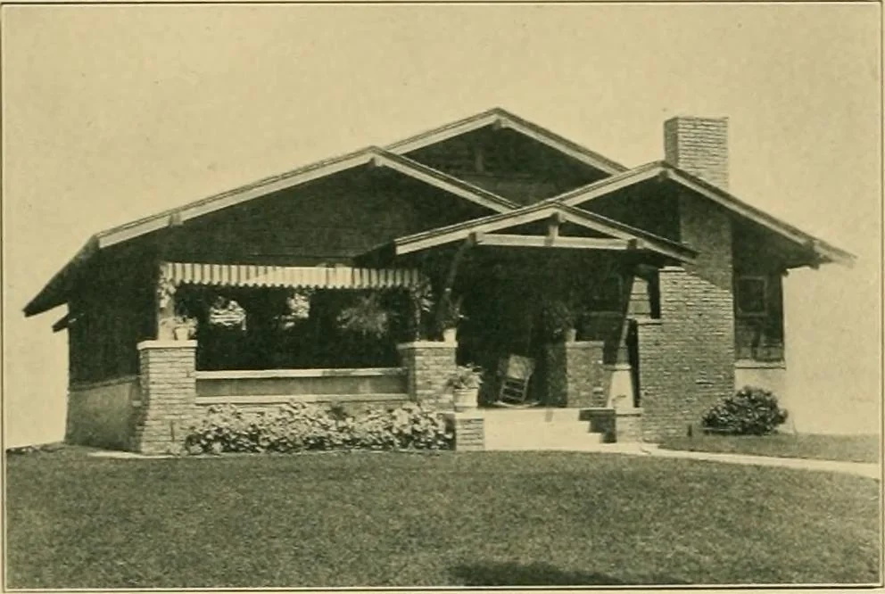 An illustration from Craftsman bungalows : a collection of the latest designs dedicated to the lover of a convenient home by Jud Yoho., 1912, leaf 9