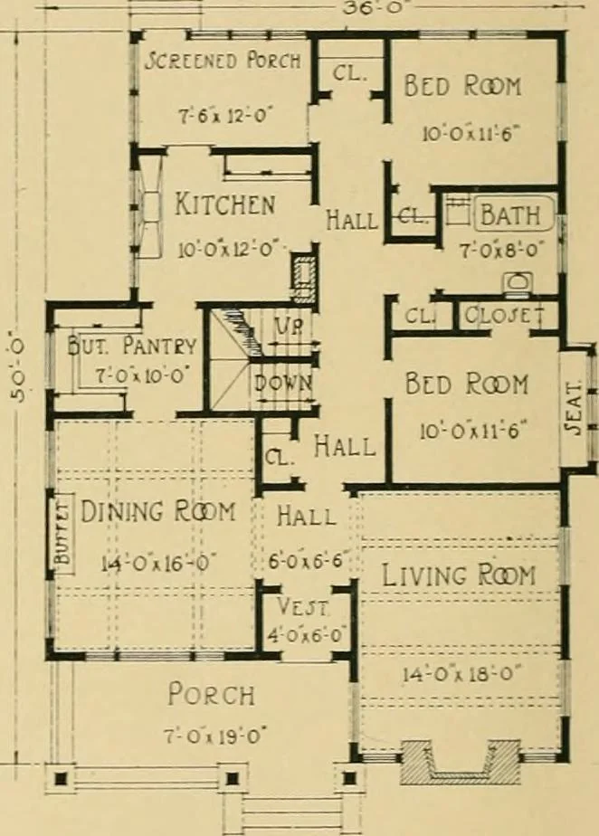 An illustration from Craftsman bungalows : a collection of the latest designs dedicated to the lover of a convenient home by Jud Yoho., 1912, leaf 9