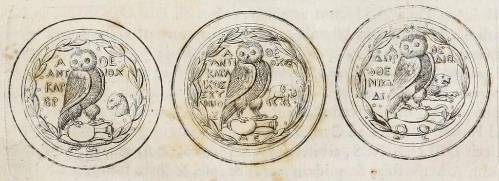 An illustration from Cranae insula Laconica, eadem & Helena dicta, & Minyarum posteris habitata : ex numismatibus Goltzianis, contra communem opinionem, quae ad Helenam Atticae respexit, 1696, leaf 29