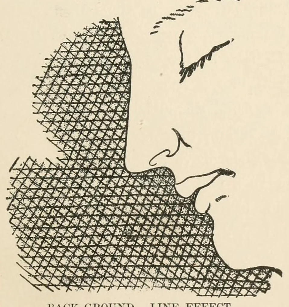 An illustration from Crayon portraiture; complete instructions for making crayon portraits on crayon paper and on platinum, silver, and bromide enlargements, also directions for the use of transparent liquid water colors and for making French crystals, 1892, leaf 73