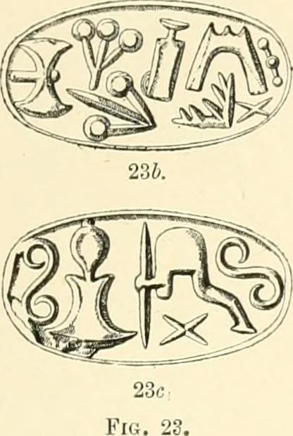 An illustration from Cretan pictographs and prae-Phoenician script. With an account of a sepulchral deposit at Hagios Onuphrios near Phaestos in its relation primitive Cretan and Aegean culture, 1895, leaf 34