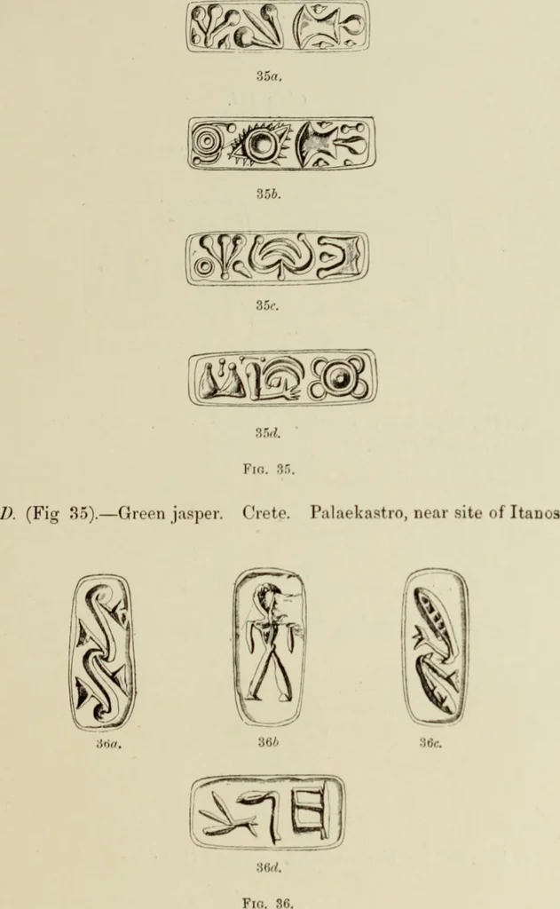 An illustration from Cretan pictographs and prae-Phoenician script : with an account of a sepulchral deposit at Hagios Onuphrios near Phaestos in its relation to primitive Cretan and Aegean culture, 1895, leaf 40