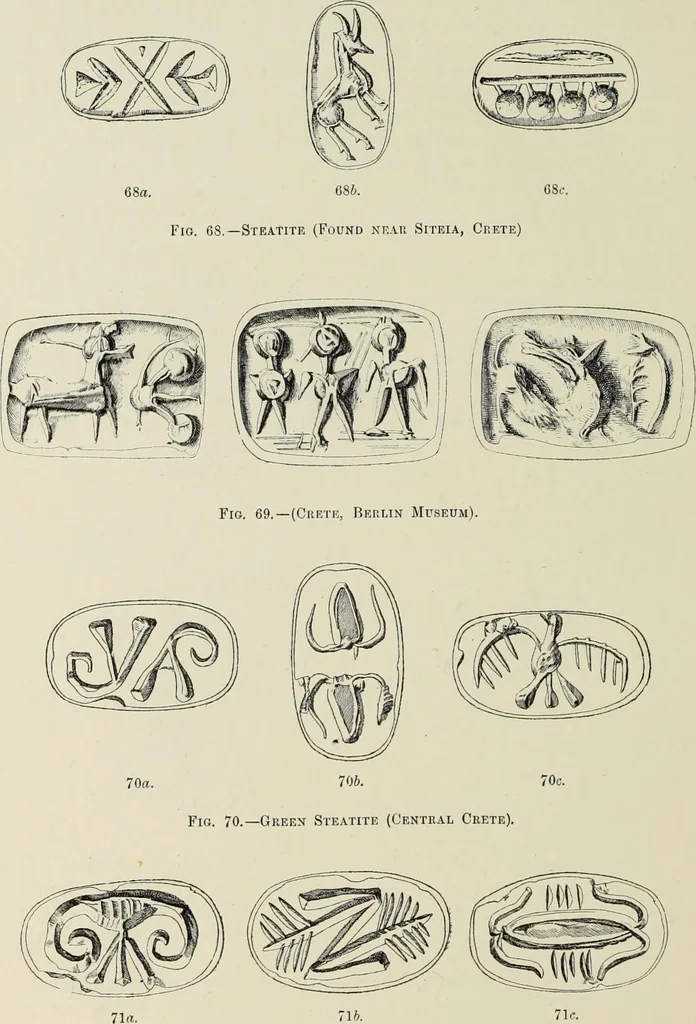 An illustration from Cretan pictographs and prae-Phoenician script : with an account of a sepulchral deposit at Hagios Onuphrios near Phaestos in its relation to primitive Cretan and Aegean culture, 1895, leaf 87
