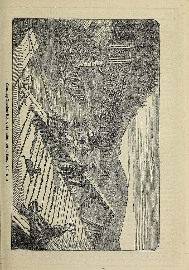 An illustration from Crofutt's trans-continental tourist's guide : containing a full and authentic description of over five hundred cities, towns, villages, stations, government forts and camps, mountains, lakes, rivers, sulphur, soda and hot springs, scenery, watering places, summer resorts ... : over the Union Pacific railroad, Central Pacific railroad of Cal., their branches and connections by stage and water : from the Atlantic to the Pacific Ocean : illustrated, 1872, leaf 157