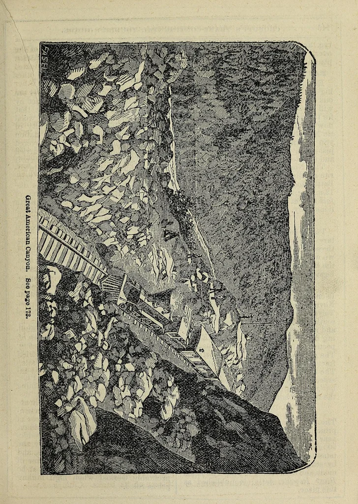 An illustration from Crofutt's trans-continental tourist's guide : containing a full and authentic description of over five hundred cities, towns, villages, stations, government forts and camps, mountains, lakes, rivers, sulphur, soda and hot springs, scenery, watering places, summer resorts ... : over the Union Pacific railroad, Central Pacific railroad of Cal., their branches and connections by stage and water : from the Atlantic to the Pacific Ocean : illustrated, 1872, leaf 183