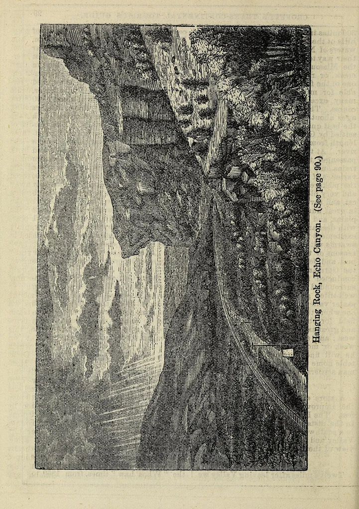 An illustration from Crofutt's trans-continental tourist's guide : containing a full and authentic description of over five hundred cities, towns, villages, stations, government forts and camps, mountains, lakes, rivers, sulphur, soda and hot springs, scenery, watering places, summer resorts ... : over the Union Pacific railroad, Central Pacific railroad of Cal., their branches and connections by stage and water : from the Atlantic to the Pacific Ocean : illustrated, 1872, leaf 48