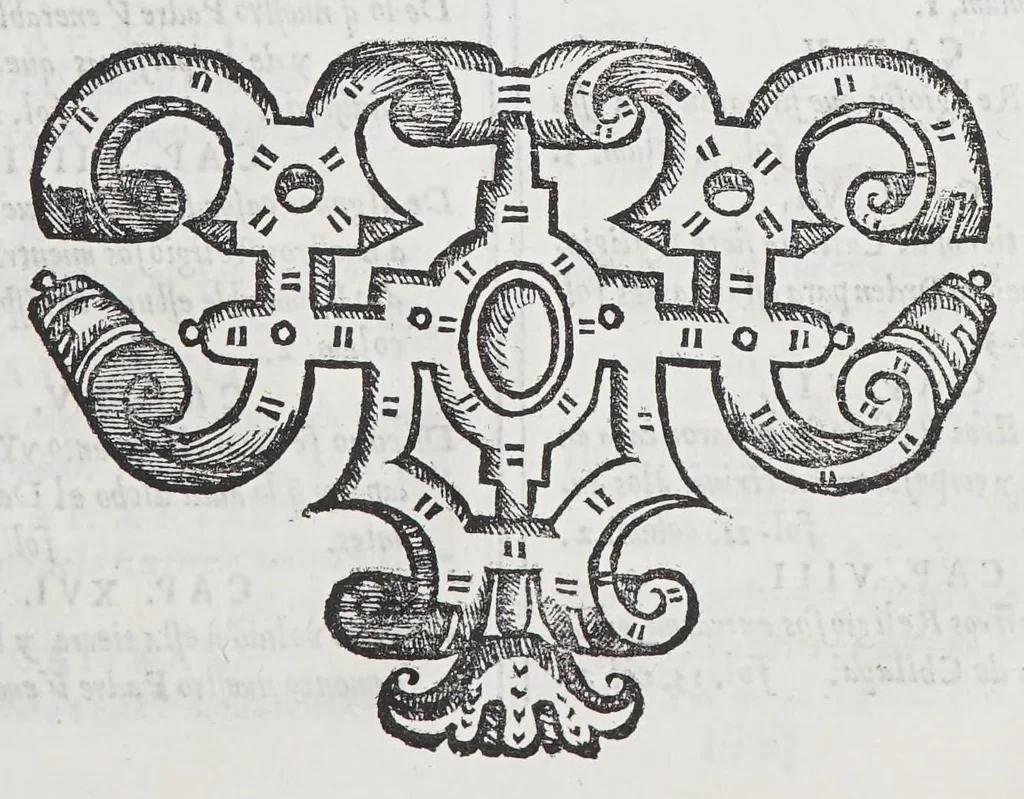 An illustration from Croníca de la orden de N. P. S. Augustín en las prouincias de la Nueua España : en quatro edades desde el año de .1533 hasta el de .1592, 1624, leaf 447