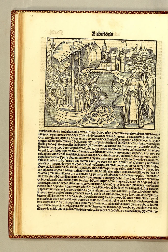 An illustration from Cronica de la Nueua España : con la conquista de Mexico, y otras cosas notables: hechas por el valeroso Hernando Cortes, ., 1554, leaf 100