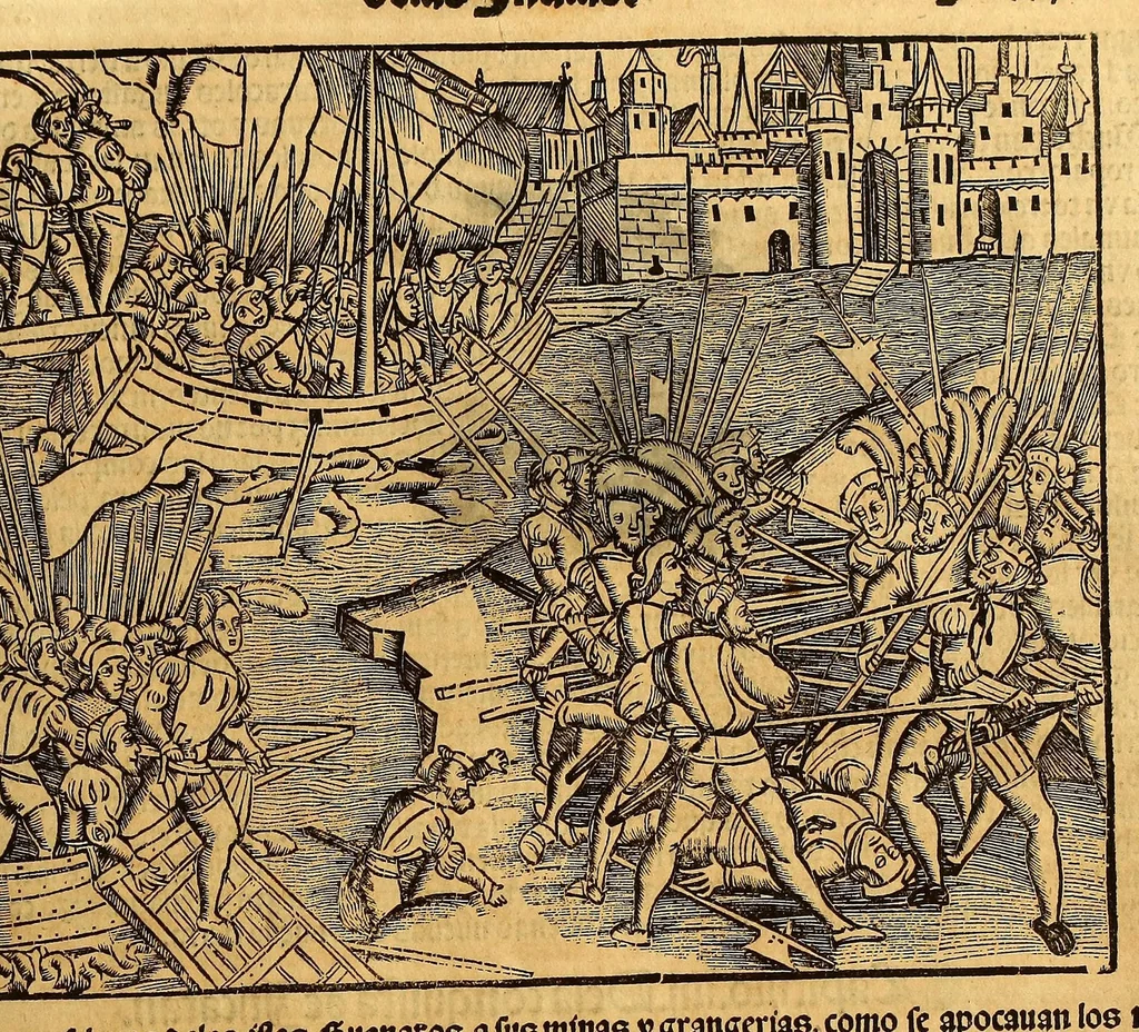 An illustration from Cronica de la Nueua España : con la conquista de Mexico, y otras cosas notables: hechas por el valeroso Hernando Cortes, ., 1554, leaf 55