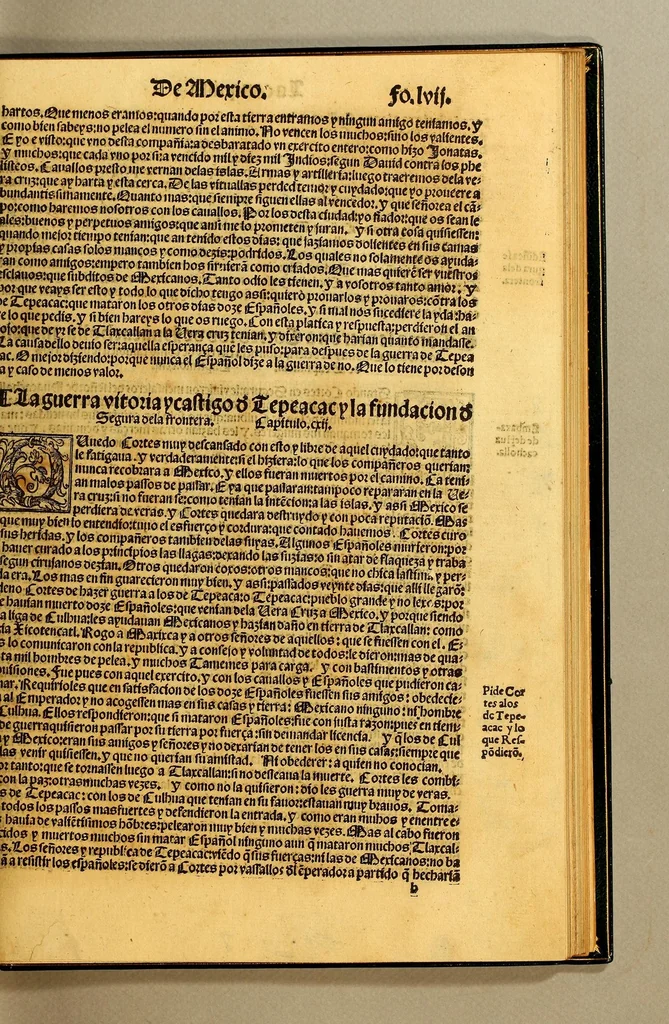 An illustration from Cronica de la Nueua España : con la conquista de Mexico, y otras cosas notables: hechas por el valeroso Hernando Cortes, ., 1554, leaf 117