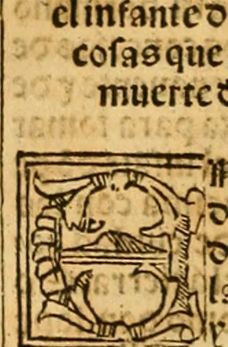 An illustration from Cronica del muy valeroso rey don Fernando, visnieto del sancto rey don Fernádo que gano a Seuilla : Nieto del rey dõ Alonso que fue par [?] emperador, [?] hizo el libro de las Sicte partidas y fue hijo del rey dõ Sancho el B[?]auo : Cuyas cronicas estan impressas : [?] y fue padre del rey dõ Alõso Onzeno q gano las Algeziras : Y abuelo del rey don Pedro : Cuyas cronicas tambie estan impressas : Este es el rey don Fernado que dizen que murio emplazado de los Caruajales, 1554, leaf 105