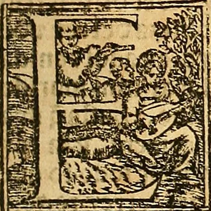 An illustration from Cronica del muy valeroso rey don Fernando, visnieto del sancto rey don Fernádo que gano a Seuilla : Nieto del rey dõ Alonso que fue par [?] emperador, [?] hizo el libro de las Sicte partidas y fue hijo del rey dõ Sancho el B[?]auo : Cuyas cronicas estan impressas : [?] y fue padre del rey dõ Alõso Onzeno q gano las Algeziras : Y abuelo del rey don Pedro : Cuyas cronicas tambie estan impressas : Este es el rey don Fernado que dizen que murio emplazado de los Caruajales, 1554, leaf 22