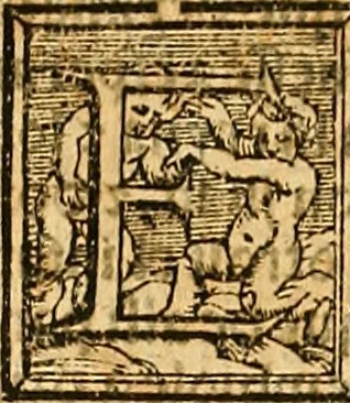 An illustration from Cronica del muy valeroso rey don Fernando, visnieto del sancto rey don Fernádo que gano a Seuilla : Nieto del rey dõ Alonso que fue par [?] emperador, [?] hizo el libro de las Sicte partidas y fue hijo del rey dõ Sancho el B[?]auo : Cuyas cronicas estan impressas : [?] y fue padre del rey dõ Alõso Onzeno q gano las Algeziras : Y abuelo del rey don Pedro : Cuyas cronicas tambie estan impressas : Este es el rey don Fernado que dizen que murio emplazado de los Caruajales, 1554, leaf 28