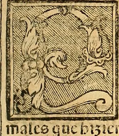 An illustration from Cronica del muy valeroso rey don Fernando, visnieto del sancto rey don Fernádo que gano a Seuilla : Nieto del rey dõ Alonso que fue par [?] emperador, [?] hizo el libro de las Sicte partidas y fue hijo del rey dõ Sancho el B[?]auo : Cuyas cronicas estan impressas : [?] y fue padre del rey dõ Alõso Onzeno q gano las Algeziras : Y abuelo del rey don Pedro : Cuyas cronicas tambie estan impressas : Este es el rey don Fernado que dizen que murio emplazado de los Caruajales, 1554, leaf 84