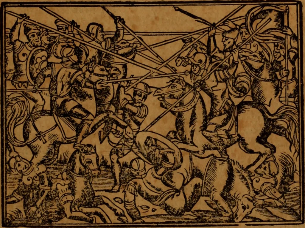 An illustration from Cronica del rey don Rodrigo con la destruycion de España : y como los moros la ganaron, 1587, leaf 260