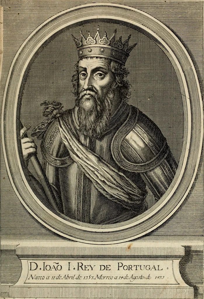 An illustration from Cronicas delrey d Ioam de gloriosa memoria o I. deste nome, e dos reys de Portugal o X. e as dos reys D. Duarte, e D. Affonso o V. ... : tiradas a luz por ordem do il.mo, e r.mo senhor Dom Rodrigo da Cunha. arcebispo de Lisboa ... e Autos do levantamento, e iuromentos delrey n.s. D. Ioam o IV, 1643, leaf 12