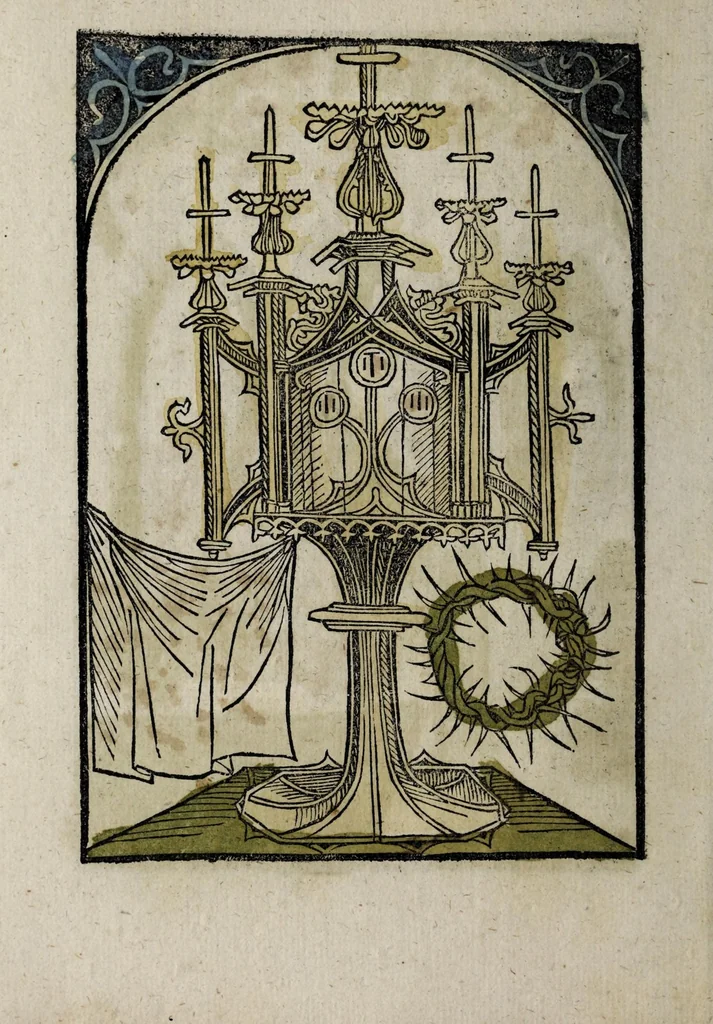 An illustration from Cronick von dem hochwirdigen vnd loblichen heyltum auff dẽ heyligen Perg Andechs genant In obern Bayren, leaf 8