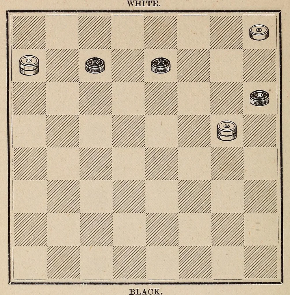 An illustration from Cross opening, games of draughts, 1878, leaf 186