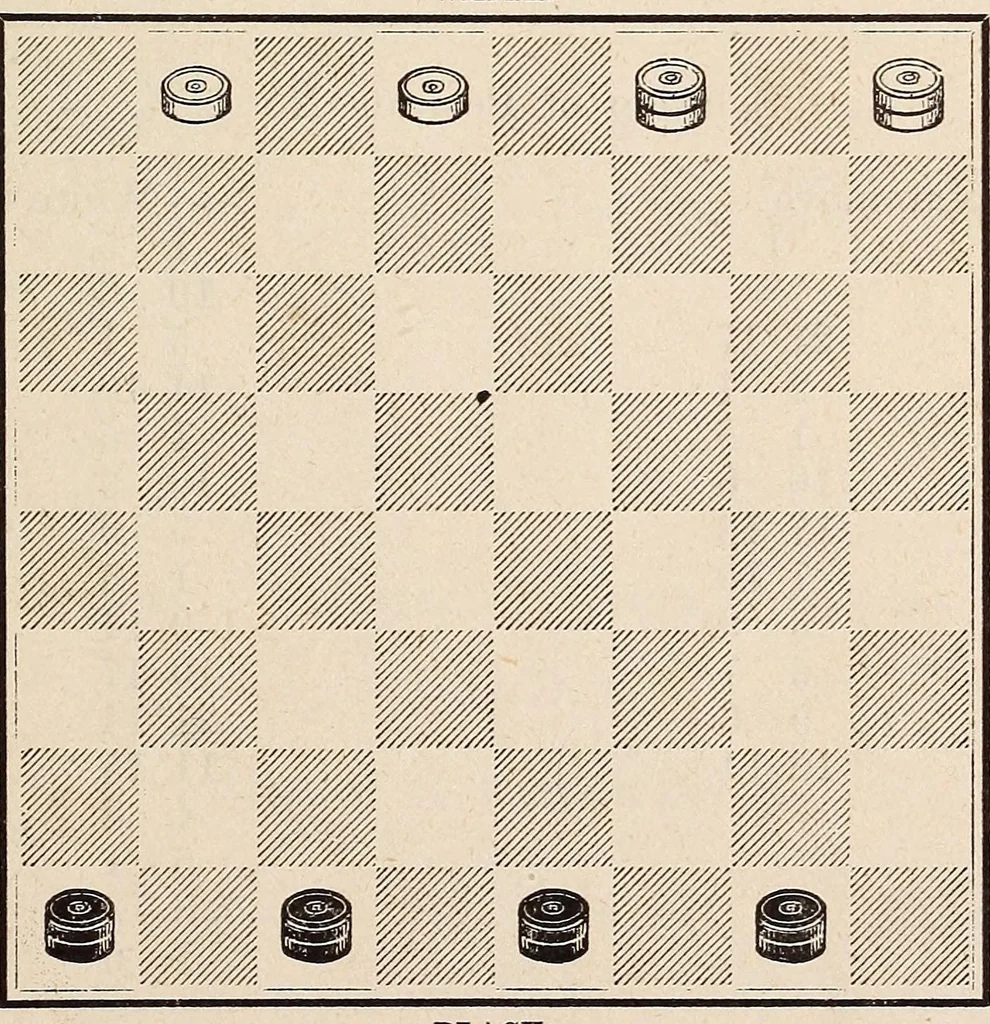 An illustration from Cross opening, games of draughts, 1878, leaf 187