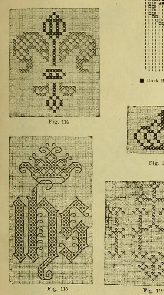 An illustration from Cross-stitch embroidery, 1899, leaf 37
