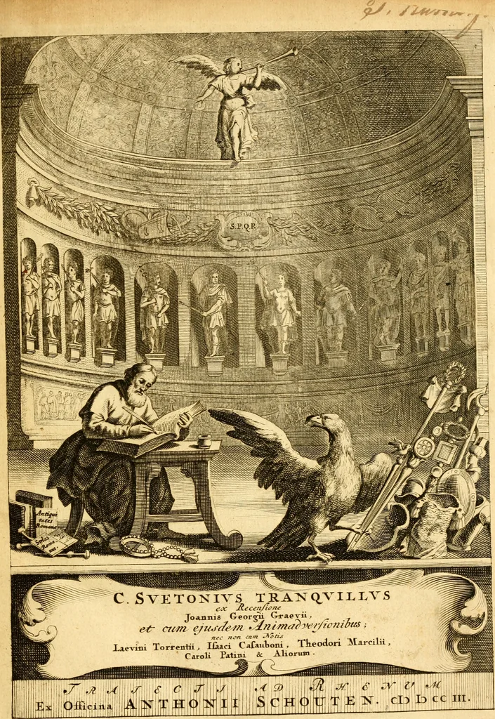 An illustration from C. Suetonius Tranquillus ex recensione Joannis Georgii Graevii ... : accedunt notae selectiores aliorum, 1708, leaf 6