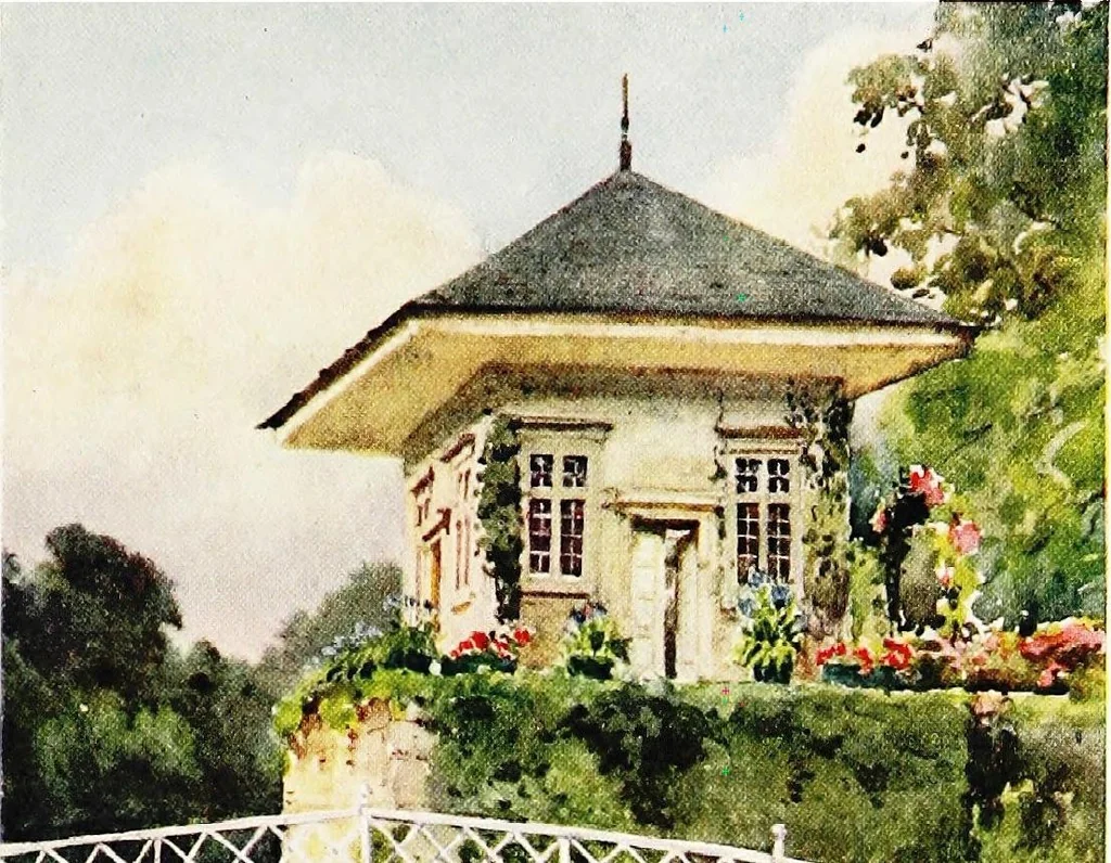 An illustration from A book of English gardens, written, 1906, leaf 146
