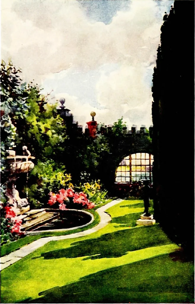 An illustration from A book of English gardens, written, 1906, leaf 168