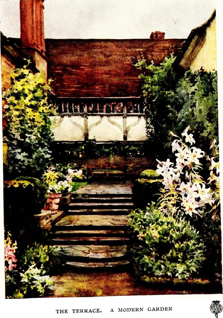An illustration from A book of English gardens, written, 1906, leaf 342