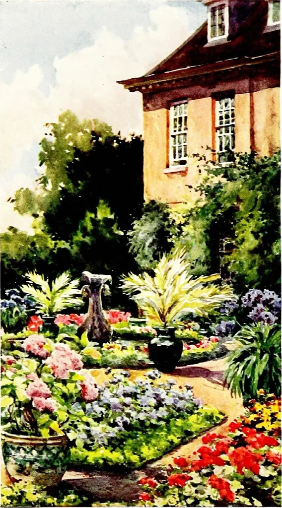 An illustration from A book of English gardens, written, 1906, leaf 94