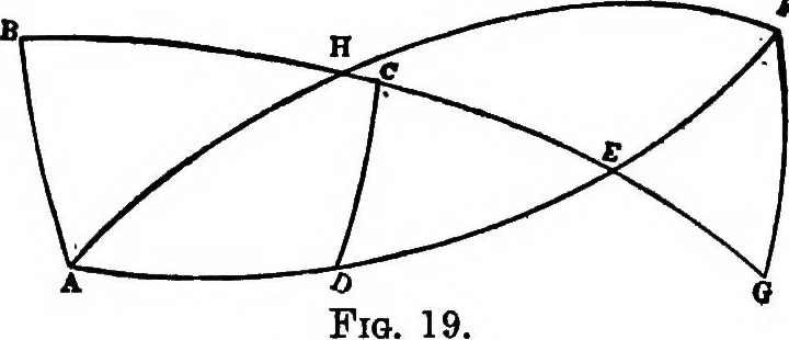 An illustration from Geometrical researches on the theory of parallels, 1914, leaf 32