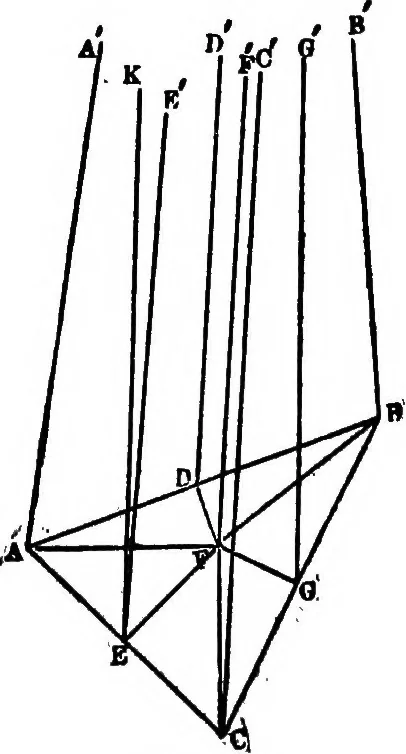 An illustration from Geometrical researches on the theory of parallels, 1914, leaf 38